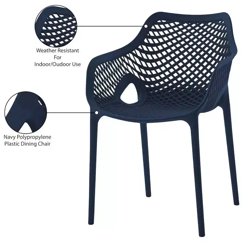 Meridian Furniture, Sedia da pranzo Mykonos per patio esterno, set da 4