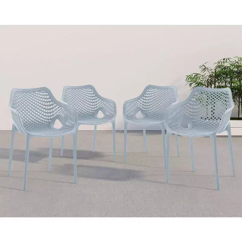 Meridian Furniture, Sedia da pranzo Mykonos per patio esterno, set da 4