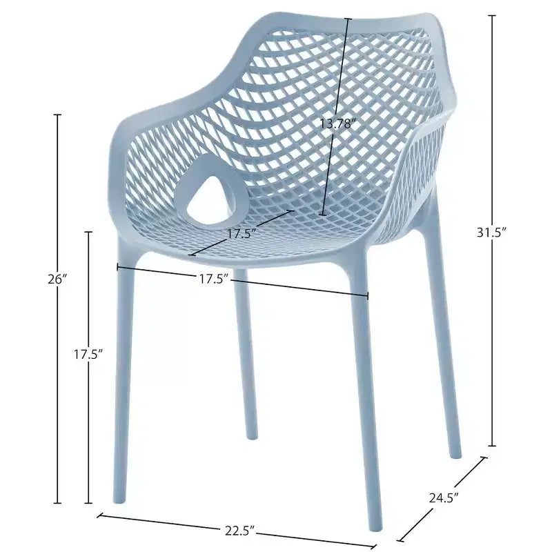 Meridian Furniture, Sedia da pranzo Mykonos per patio esterno, set da 4
