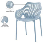 Meridian Furniture, Sedia da pranzo Mykonos per patio esterno, set da 4