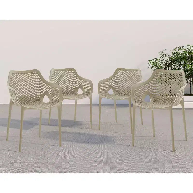 Meridian Furniture, Sedia da pranzo Mykonos per patio esterno, set da 4