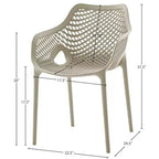 Meridian Furniture, Sedia da pranzo Mykonos per patio esterno, set da 4