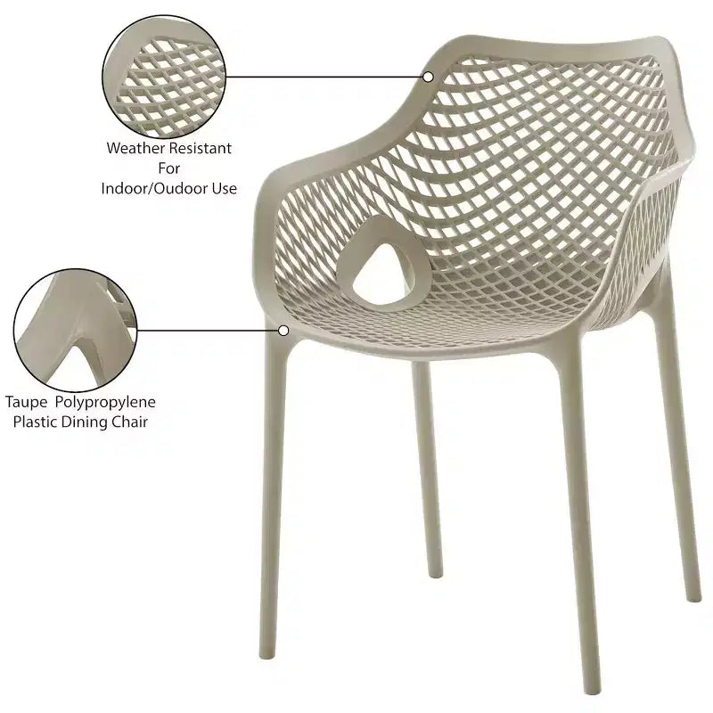 Meridian Furniture, Sedia da pranzo Mykonos per patio esterno, set da 4