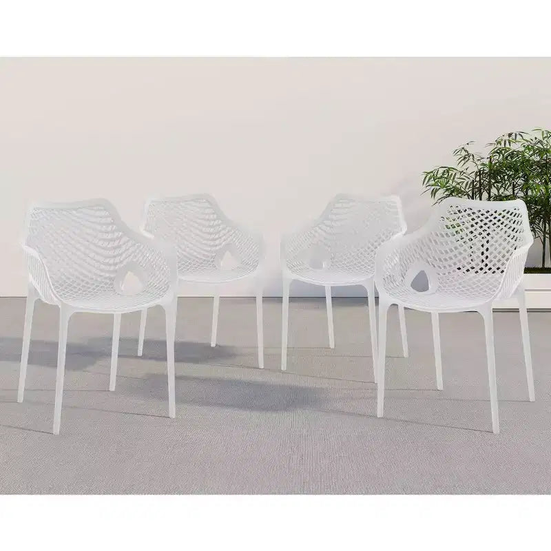 Meridian Furniture, Sedia da pranzo Mykonos per patio esterno, set da 4
