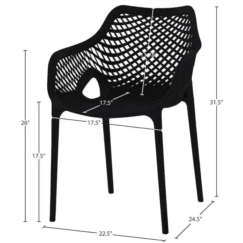 Meridian Furniture, Sedia da pranzo Mykonos per patio esterno, set da 4