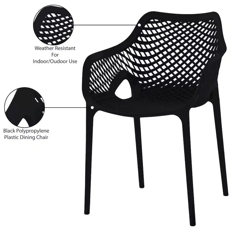 Meridian Furniture, Sedia da pranzo Mykonos per patio esterno, set da 4