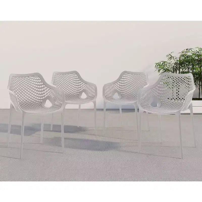 Meridian Furniture, Sedia da pranzo Mykonos per patio esterno, set da 4