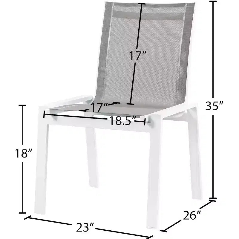 Meridian Furniture, Chaises de salle à manger d'extérieur Nizuc en tissu maillé résistant à l'eau, lot de 2