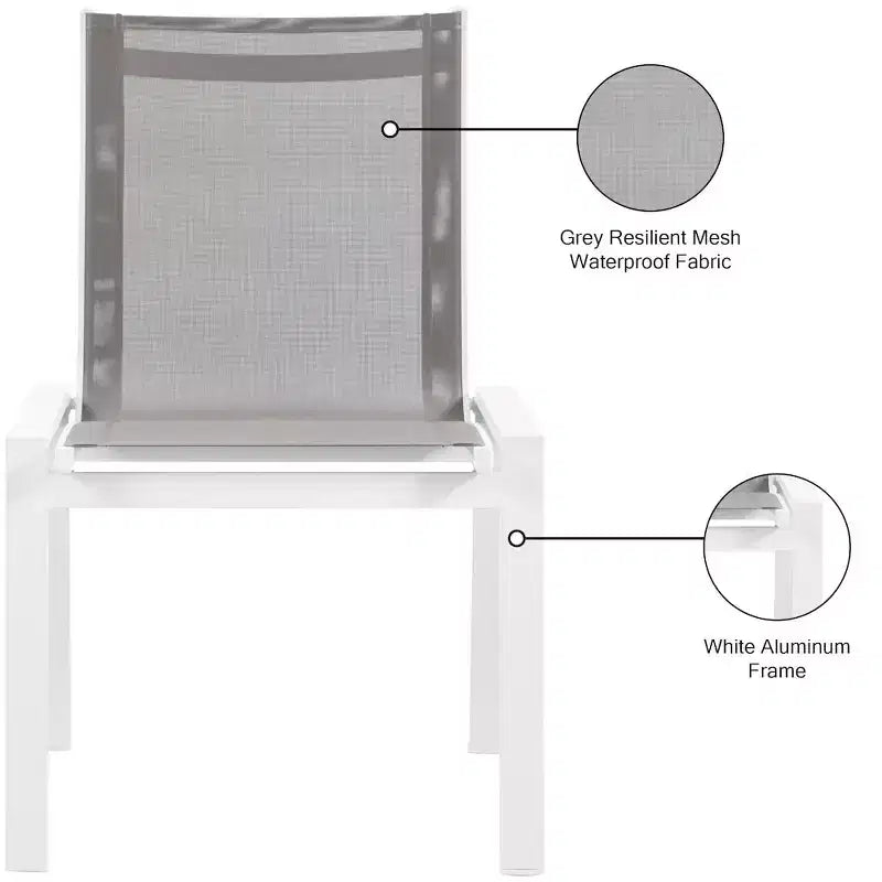 Meridian Furniture, Chaises de salle à manger d'extérieur Nizuc en tissu maillé résistant à l'eau, lot de 2