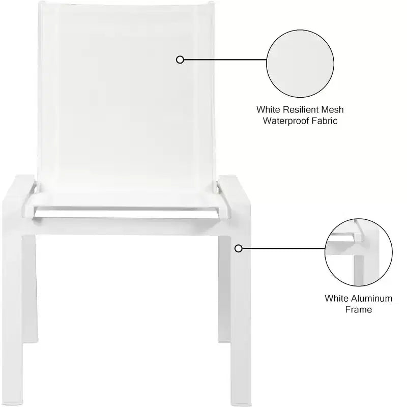 Meridian Furniture, Chaises de salle à manger d'extérieur Nizuc en tissu maillé résistant à l'eau, lot de 2