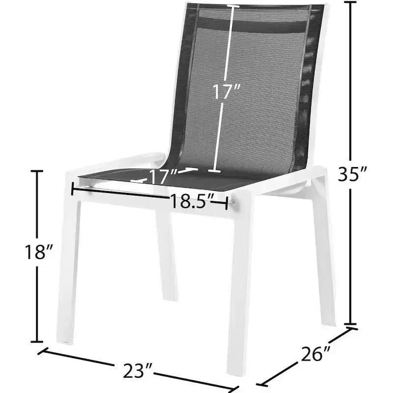Meridian Furniture, Chaises de salle à manger d'extérieur Nizuc en tissu maillé résistant à l'eau, lot de 2