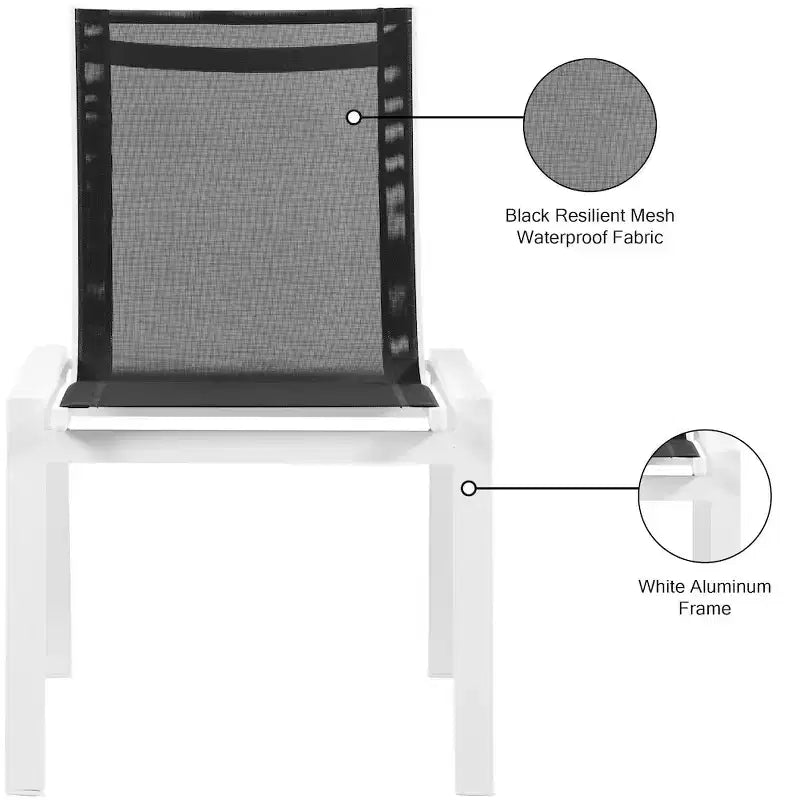 Meridian Furniture, Chaises de salle à manger d'extérieur Nizuc en tissu maillé résistant à l'eau, lot de 2