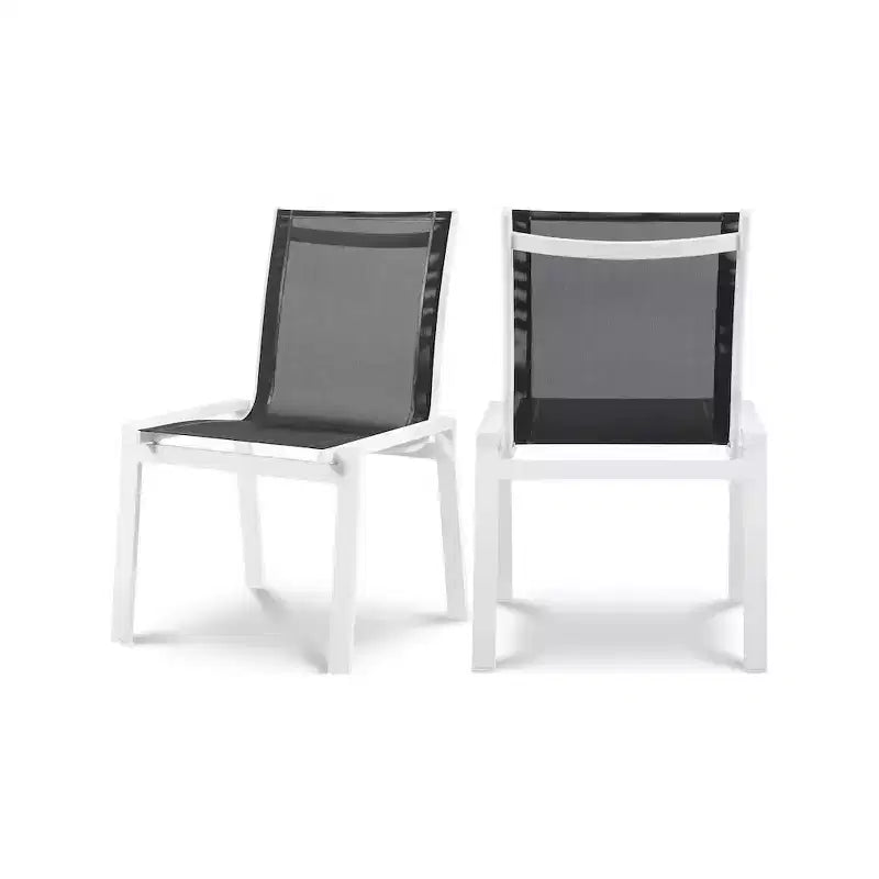 Meridian Furniture,Nizuc Mesh Water Resistant Fabric Outdoor Patio Dining Chair, Set of 2