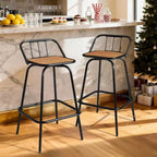 VINGLI Outdoor Swivel Bar Stools, 30 Inch Bar Height Patio Chair with Backrest & Footrest, All-Weather Stool for Garden, Balcony, Kitchen Island