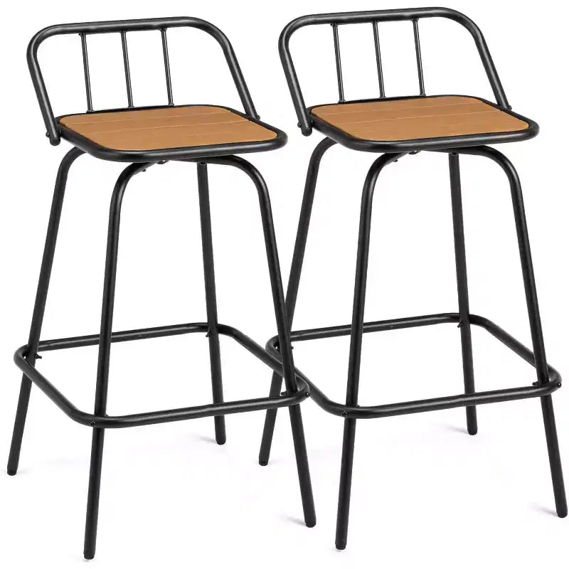 VINGLI Sgabelli da Bar Girevoli da Esterno, Sedia da Patio Alta 76 cm con Schienale e Poggiapiedi, Sgabello per Tutte le Stagioni per Giardino, Balcone, Isola della Cucina