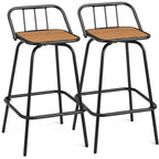 VINGLI Sgabelli da Bar Girevoli da Esterno, Sedia da Patio Alta 76 cm con Schienale e Poggiapiedi, Sgabello per Tutte le Stagioni per Giardino, Balcone, Isola della Cucina