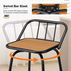 VINGLI Sgabelli da Bar Girevoli da Esterno, Sedia da Patio Alta 76 cm con Schienale e Poggiapiedi, Sgabello per Tutte le Stagioni per Giardino, Balcone, Isola della Cucina