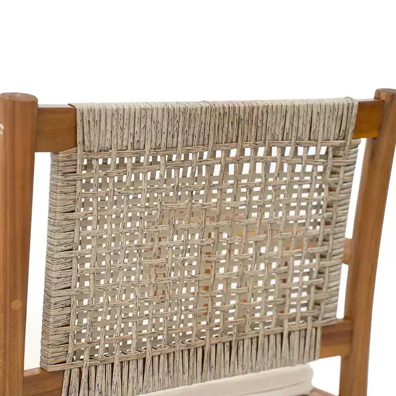 Christopher Knight Home Mara Chaises de salle à manger rustiques d'extérieur en bois d'acacia et rotin avec coussins (lot de 2)