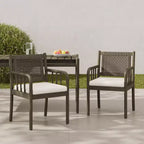 Christopher Knight Home Mara Chaises de salle à manger rustiques d'extérieur en bois d'acacia et rotin avec coussins (lot de 2)