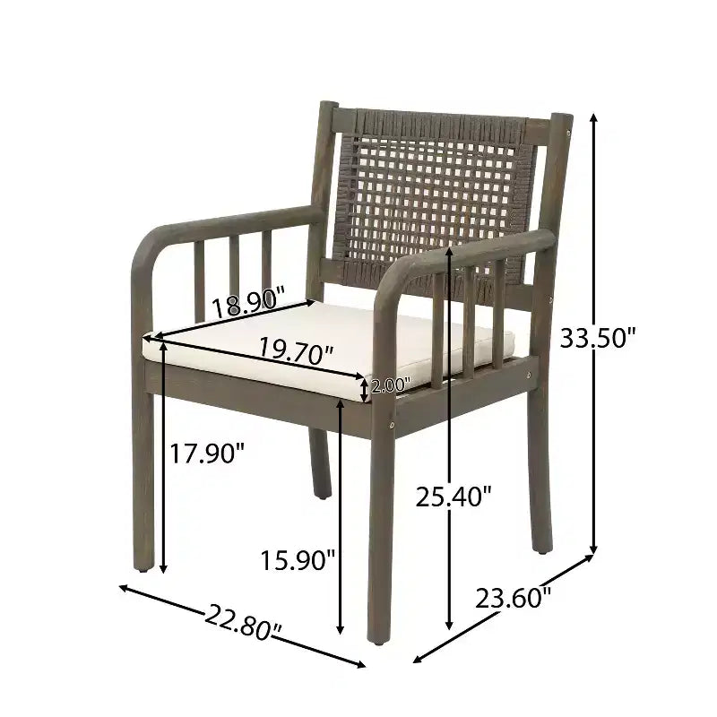 Christopher Knight Home Mara Chaises de salle à manger rustiques d'extérieur en bois d'acacia et rotin avec coussins (lot de 2)