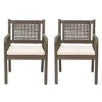 Christopher Knight Home Mara Chaises de salle à manger rustiques d'extérieur en bois d'acacia et rotin avec coussins (lot de 2)