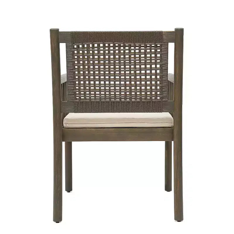 Christopher Knight Home Mara Chaises de salle à manger rustiques d'extérieur en bois d'acacia et rotin avec coussins (lot de 2)