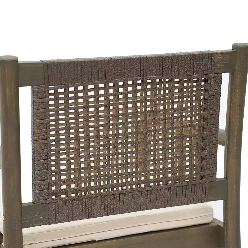 Christopher Knight Home Mara Chaises de salle à manger rustiques d'extérieur en bois d'acacia et rotin avec coussins (lot de 2)