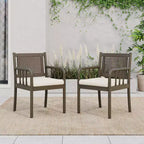 Christopher Knight Home Mara Rustic Outdoor Acacia Wood Rattan Dining Chairs with Cushions (Set of 2)