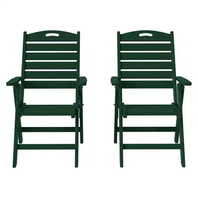 WestinTrends Azura, Set di 2 sedie pieghevoli da pranzo per esterni con schienale alto regolabile in HDPE