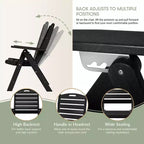 WestinTrends Azura, Set di 2 sedie pieghevoli da pranzo per esterni con schienale alto regolabile in HDPE