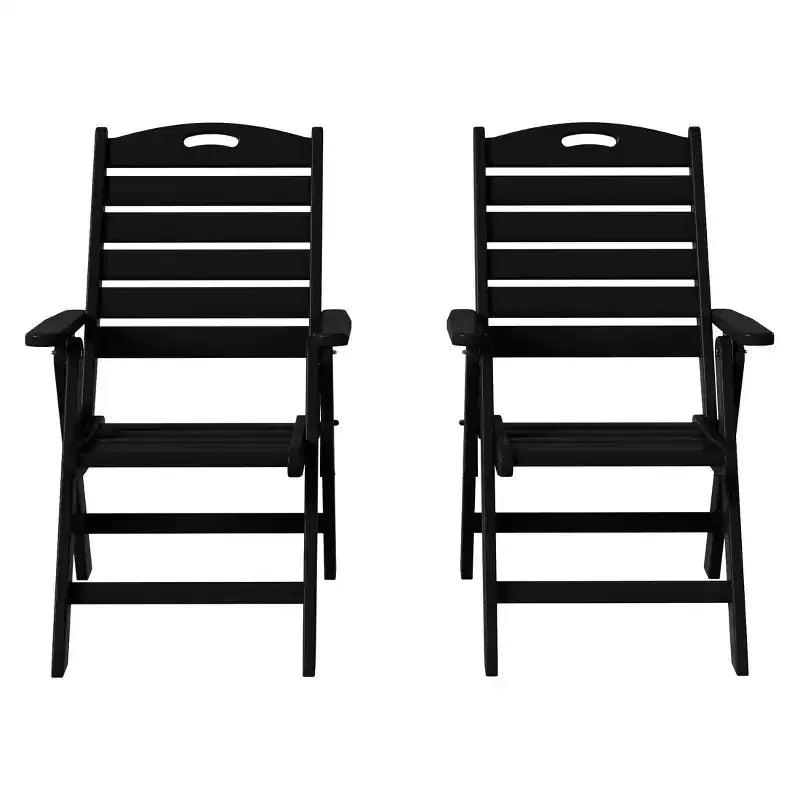 WestinTrends Azura, Set di 2 sedie pieghevoli da pranzo per esterni con schienale alto regolabile in HDPE