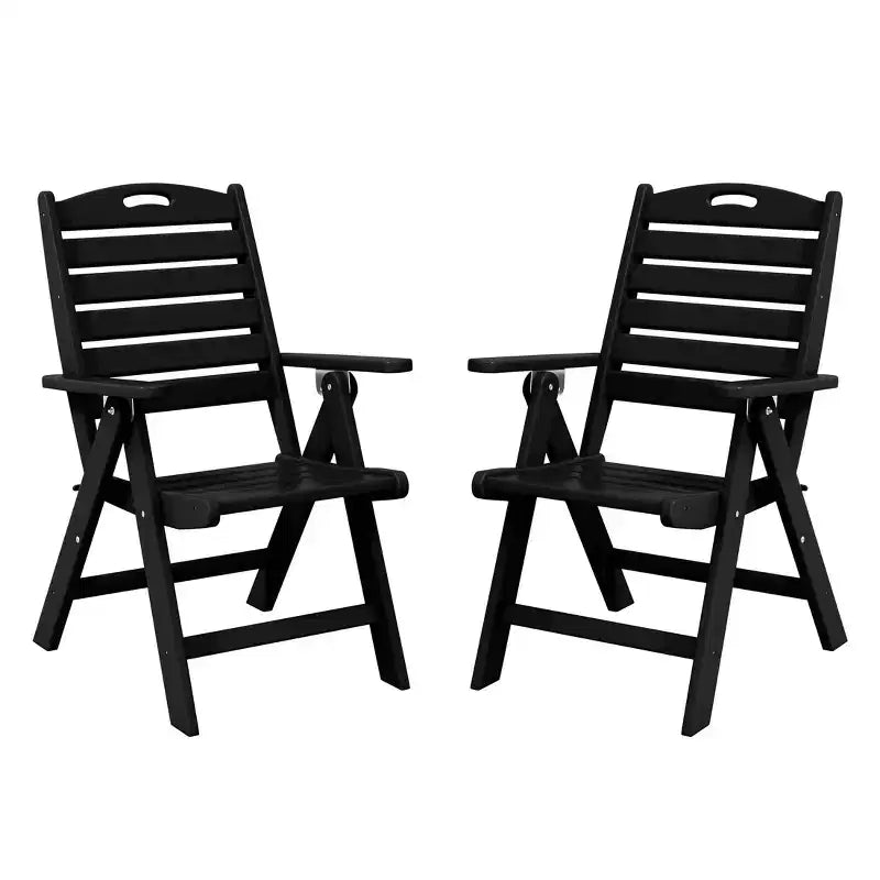WestinTrends Azura HDPE Adjustable Highback Folding Outdoor Patio Dining Chairs Set of 2