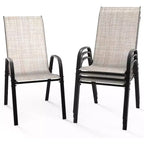 VINGLI Patio Chairs Set of 4  Stackable Outdoor Dining Chairs with Comfortable Sling High Back Chairs and Armrests, Yellow