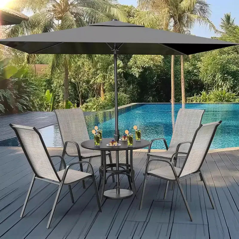 VINGLI Lot de 4 chaises de patio empilables d'extérieur, avec dossier haut confortable en textilène et accoudoirs, jaunes