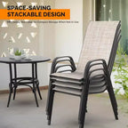 VINGLI Lot de 4 chaises de patio empilables d'extérieur, avec dossier haut confortable en textilène et accoudoirs, jaunes