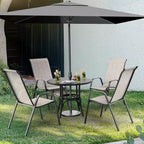 VINGLI Lot de 4 chaises de patio empilables d'extérieur, avec dossier haut confortable en textilène et accoudoirs, jaunes