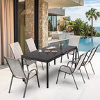 VINGLI Lot de 4 chaises de patio empilables d'extérieur, avec dossier haut confortable en textilène et accoudoirs, jaunes