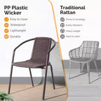 VINGLI Set di 1 sedia da pranzo da esterno in rattan, sedie da patio impilabili in plastica PE resistente con schienale comodo per portico, giardino, marrone