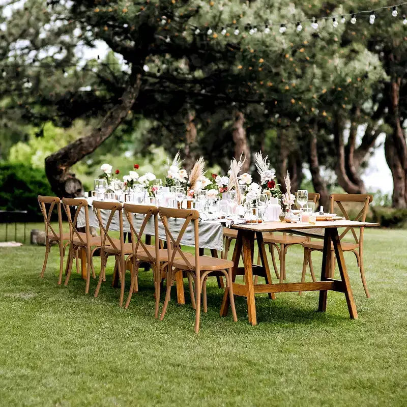 VINGLI Set di 2 Sedie da Esterno in Plastica, Sedie da Pranzo Impilabili da Giardino con Schienale a X, Sedie da Cucina e Sala da Pranzo Impermeabili, Marrone Stile Fattoria