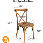 VINGLI Set di 2 Sedie da Esterno in Plastica, Sedie da Pranzo Impilabili da Giardino con Schienale a X, Sedie da Cucina e Sala da Pranzo Impermeabili, Marrone Stile Fattoria