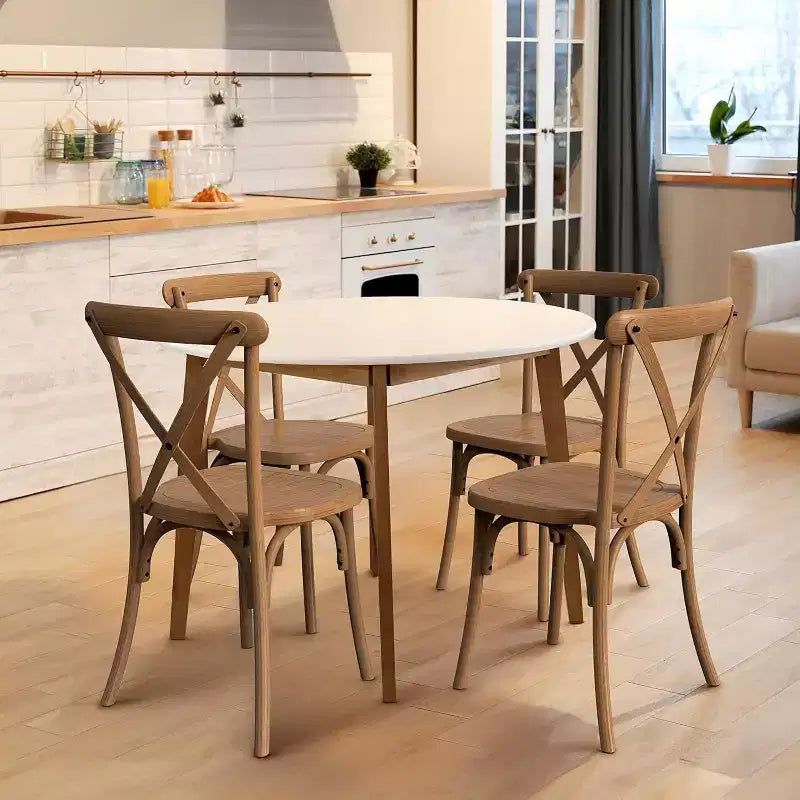 VINGLI Set di 2 Sedie da Esterno in Plastica, Sedie da Pranzo Impilabili da Giardino con Schienale a X, Sedie da Cucina e Sala da Pranzo Impermeabili, Marrone Stile Fattoria