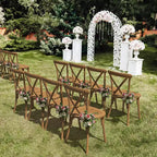 VINGLI Set di 2 Sedie da Esterno in Plastica, Sedie da Pranzo Impilabili da Giardino con Schienale a X, Sedie da Cucina e Sala da Pranzo Impermeabili, Marrone Stile Fattoria