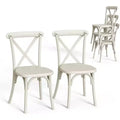 VINGLI Plastic Outdoor Dining Chairs Set of 2, Stackable Patio Cream White Dining Chairs with X Back, Waterproof Kitchen & Dining Room Chairs