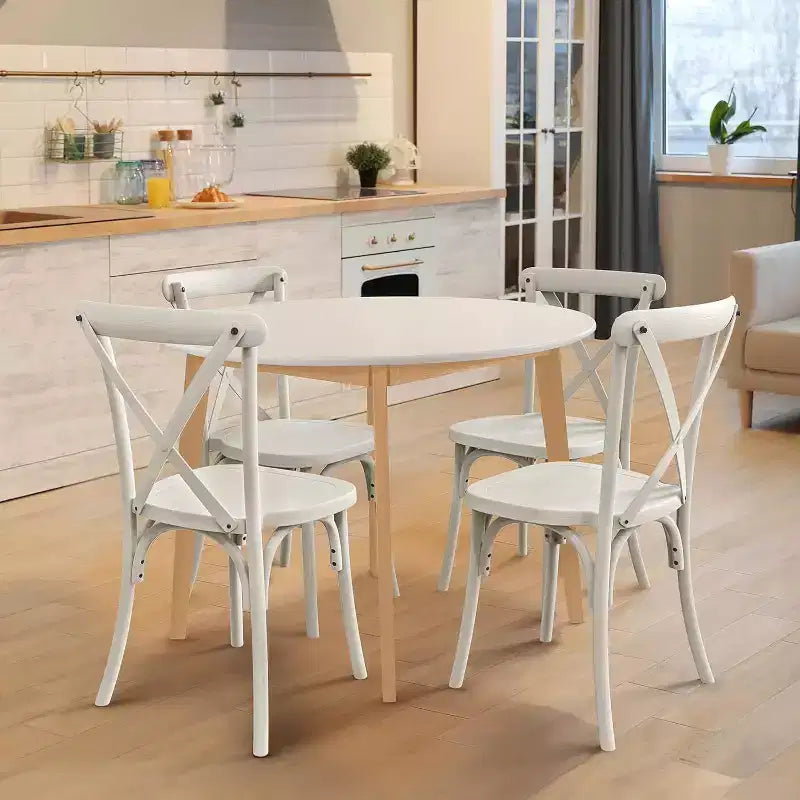 VINGLI Sedie da Pranzo da Esterno in Plastica Set da 2, Sedie da Pranzo Impilabili Color Bianco Crema per Patio con Schienale a X, Sedie Impermeabili per Cucina e Sala da Pranzo