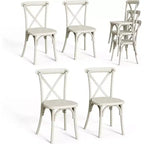 VINGLI Sedie da Pranzo da Esterno in Plastica Set da 2, Sedie da Pranzo Impilabili Color Bianco Crema per Patio con Schienale a X, Sedie Impermeabili per Cucina e Sala da Pranzo