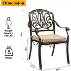 VINGLI Chaises de salle à manger d'extérieur (lot de 2) avec coussin Chaises de patio en aluminium, Meubles de patio en aluminium moulé Chaises d'extérieur en aluminium pour jardin, bord de piscine