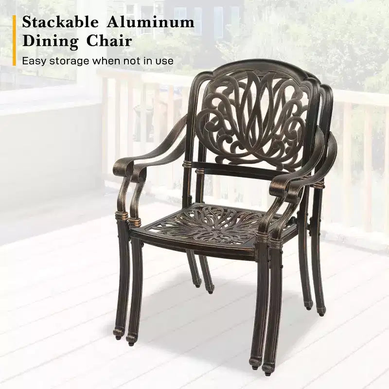 VINGLI Chaises de salle à manger d'extérieur (lot de 2) avec coussin Chaises de patio en aluminium, Meubles de patio en aluminium moulé Chaises d'extérieur en aluminium pour jardin, bord de piscine