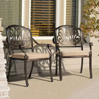 VINGLI Chaises de salle à manger d'extérieur (lot de 2) avec coussin Chaises de patio en aluminium, Meubles de patio en aluminium moulé Chaises d'extérieur en aluminium pour jardin, bord de piscine