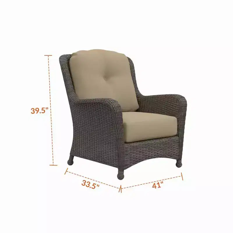 Poltrona d'accento Covers&All Richmond 41 pollici L, vimini Truffle con cuscino Sunbrella