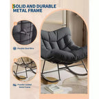 COZONY Poltrona a dondolo Papasan da esterno oversize – Robusta struttura in metallo, sedia a dondolo a uovo in rattan, poltrona relax per balcone, cortile, portico, camera da letto